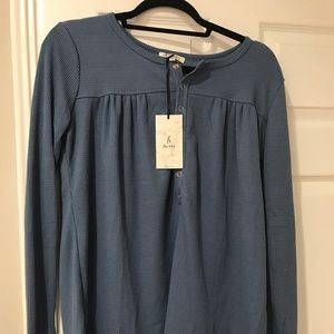 Blue waffle knit top size small